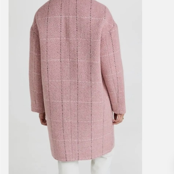 RAG& BONE Sz M, ESTELLE COCOON WOOL BLEND CHECK COAT PINK MULTI - Picture 6 of 6